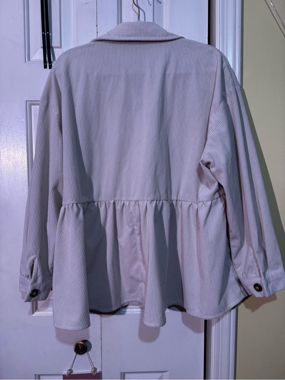BloomChic Cream Button-Front Peplum Blouse - Picture 3 of 6